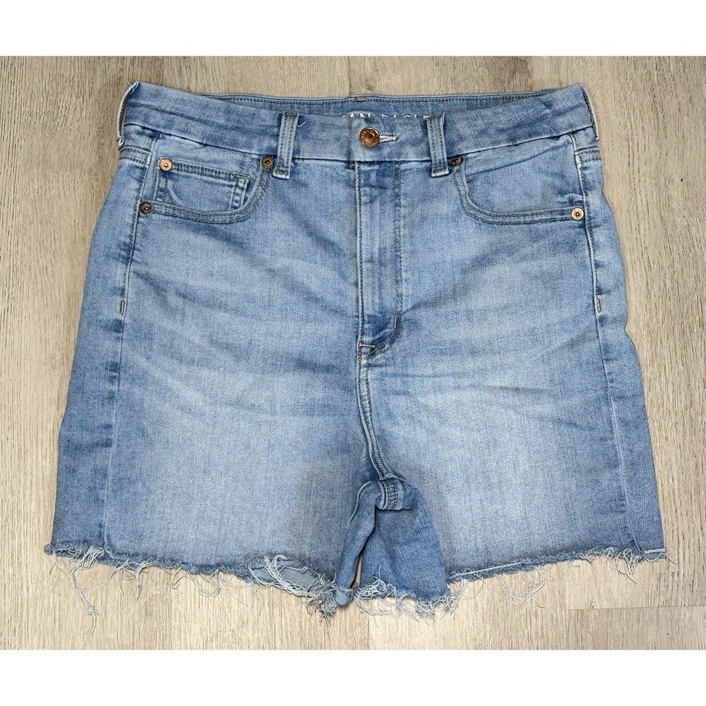 American Eagle Curvy Super Hi-Rise Shortie Shorts Women's Size 8 Cutoff Denim